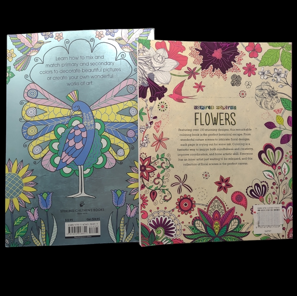 2 NEW ANY AGE COLORING BOOKS BEAUTIFUL COLORING 2016 & FLOWERS 2015 - Picture 2 of 10